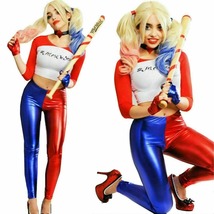 Ladies Harley Quinn Suicide Squad Harlequin Metallic Shiny Leggings - £7.76 GBP+