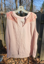 KNOX ROSE Women&#39;s Size XL Top BOHO  BLOUSE Shirt w/Embroidered Accents - $23.74
