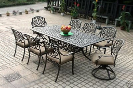 Elisabeth cast aluminum 9 piece dining set with 84&quot; rectangle table. - $2,973.05
