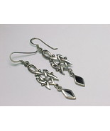CELTIC KNOT Sterling Silver Vintage EARRINGS with BLACK ONYX - 2.25 inch... - £38.28 GBP