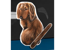 Long Hair Dachshund D dog rear window wiper wagging tail sticker - $12.99