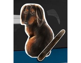 Long Hair Dachshund E dog rear window wiper wagging tail sticker - £10.16 GBP