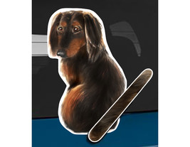 Long Hair Dachshund E dog rear window wiper wagging tail sticker - £10.29 GBP