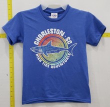 Charleston SC Youth Souvenir &#39;High Tide Adventures&#39; Graphic T-Shirt Blue Size L - £10.04 GBP