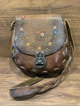 Vintage 70s Hippie Boho Western Tooled Leather Purse - £37.96 GBP
