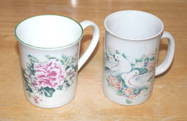 vintage bird floral print rose dove Mug cup Set England bone china - $14.84