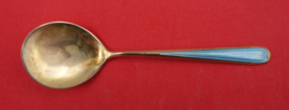 Norwegian Sterling Silver Ice Cream Spoon vermeil enameled turquoise 4 3/4&quot; - $78.21