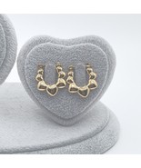 18k Layered Real Gold Filled Hearts Bamboo Hoop Earrings - $285.59 MXN