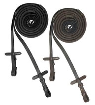 English Saddle Horse 54&quot; X 5/8&quot; Rubber + Leather Bridle Reins in Black or Brown - £13.42 GBP