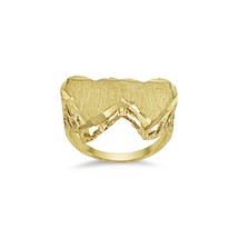 Double Heart Ring 10k Yellow Gold Band Size 6 - £300.68 GBP