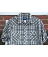 Wrangler Pearl Snap Western Shirt 2 Flap Pockets Blue Brown Plaid - $22.76