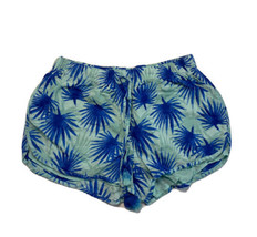 Vineyard Vines Linen Drawstring Waist Shorts Blue Palm Leaves Womens Large - $17.42