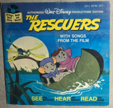 THE RESCUERS (1977) softcover book with 33-1/3 RPM record - $272.95 MXN