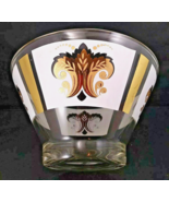 Anchor Hocking Glass Gold &amp; Wheat Fleur-de-Lis Chip Dip Bowl, Mint Cond. - $24.00