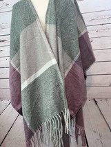 Woolrich Shawl Sweater Lagenlook ONE SIZE Poncho Fringed Oversized Cardi... - $29.23