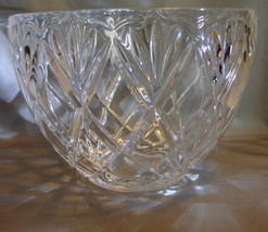 Crystal Fruit~Punch Bowl 24% Lead Crystal Cross Cut Diamond Pattern - £16.02 GBP