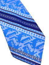 Vintage Jack Lang Tie 1970s Textured Wide Blue Greek Langson 4.5&quot; Wide - £27.82 GBP