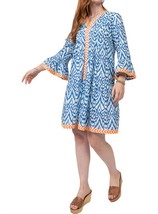 Ivy Jane trim dress in Blue Ikat with Neon - £71.76 GBP