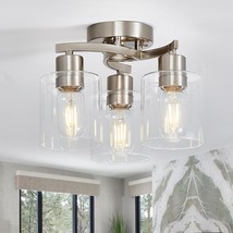 Brushed Nickel Ceiling Light Fixtures, 3-Light Kitchen Light Fixture, Mo... - $92.99