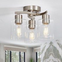 Brushed Nickel Ceiling Light Fixtures, 3-Light Kitchen Light Fixture, Modern Flu - £73.14 GBP