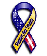 Support Our Troops Magnet (Yellow w/red, white and blue) - £3.28 GBP