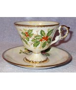 Vintage Decorative Christmas Holly Porcelain Cup and Saucer  - £10.14 GBP