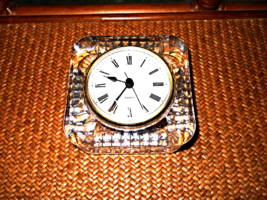 Vintage Solid Crystal German Mantle Battery Clock Quartz  3&quot; Face Roman Number  - £30.84 GBP