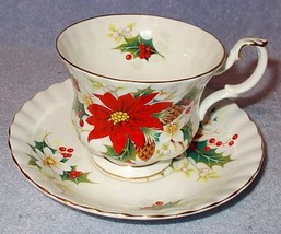 Royal Albert Bone China Porcelain Poinsettia Christmas Cup and Saucer - £11.73 GBP