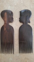 Vintage Hand Carved Wood Hair Picks Combs Lot, Hand Made in Kenya - £19.97 GBP