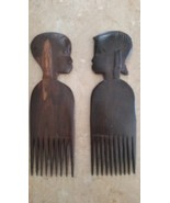Vintage Hand Carved Wood Hair Picks Combs Lot, Hand Made in Kenya - £19.65 GBP