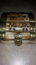 Vintage Bone &amp; Brass Tricket Box With Owl Brass Design Closure - $29.99
