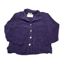 Casual Shirt Womens Purple Solid Long Sleeve Side Slit Collared Button Up - $25.72