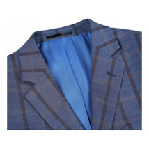Mens Suit by RENOIR English Plaid Window Pane European Business 291-19 Blue Rust image 6