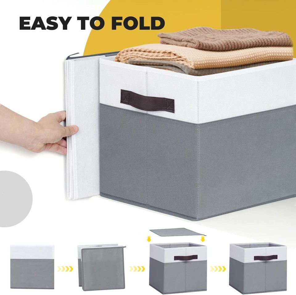 Stylish 8-Pack 13x13 Fabric Storage Bins with Handles for Home Décor & Storage Item image 9