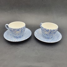 Set 2 Vtg Scilla by Lillian Delvoryas for Burleigh Cup &amp; Sauce Plate Dis... - £59.09 GBP