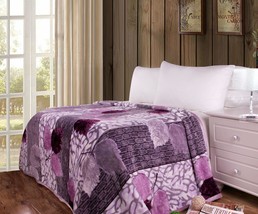 DaDa Bedding Orchid Blossoms Striped Floral Lavender Plush Fleece Flanne... - $42.05