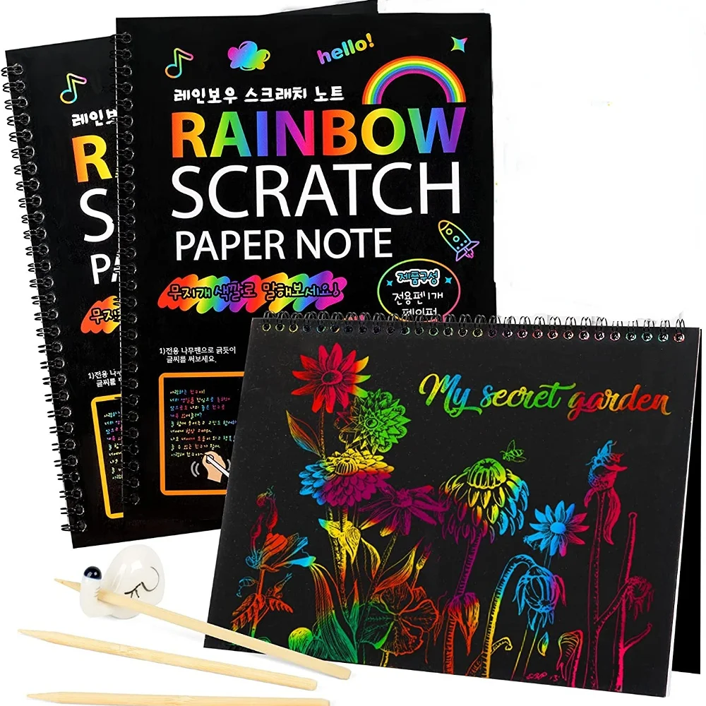 Rainbow Magic Scratch Off Paper Set for Kids Arts Scraping Painting Toy DIY - £6.84 GBP+