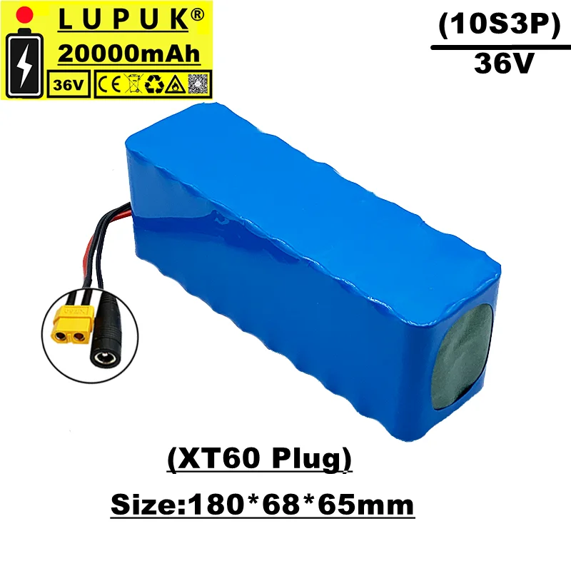 Lupuk-36v lithium ion battery pack, 10s3p, 20Ah, XT60 connector, built-in BMS, s - £278.28 GBP