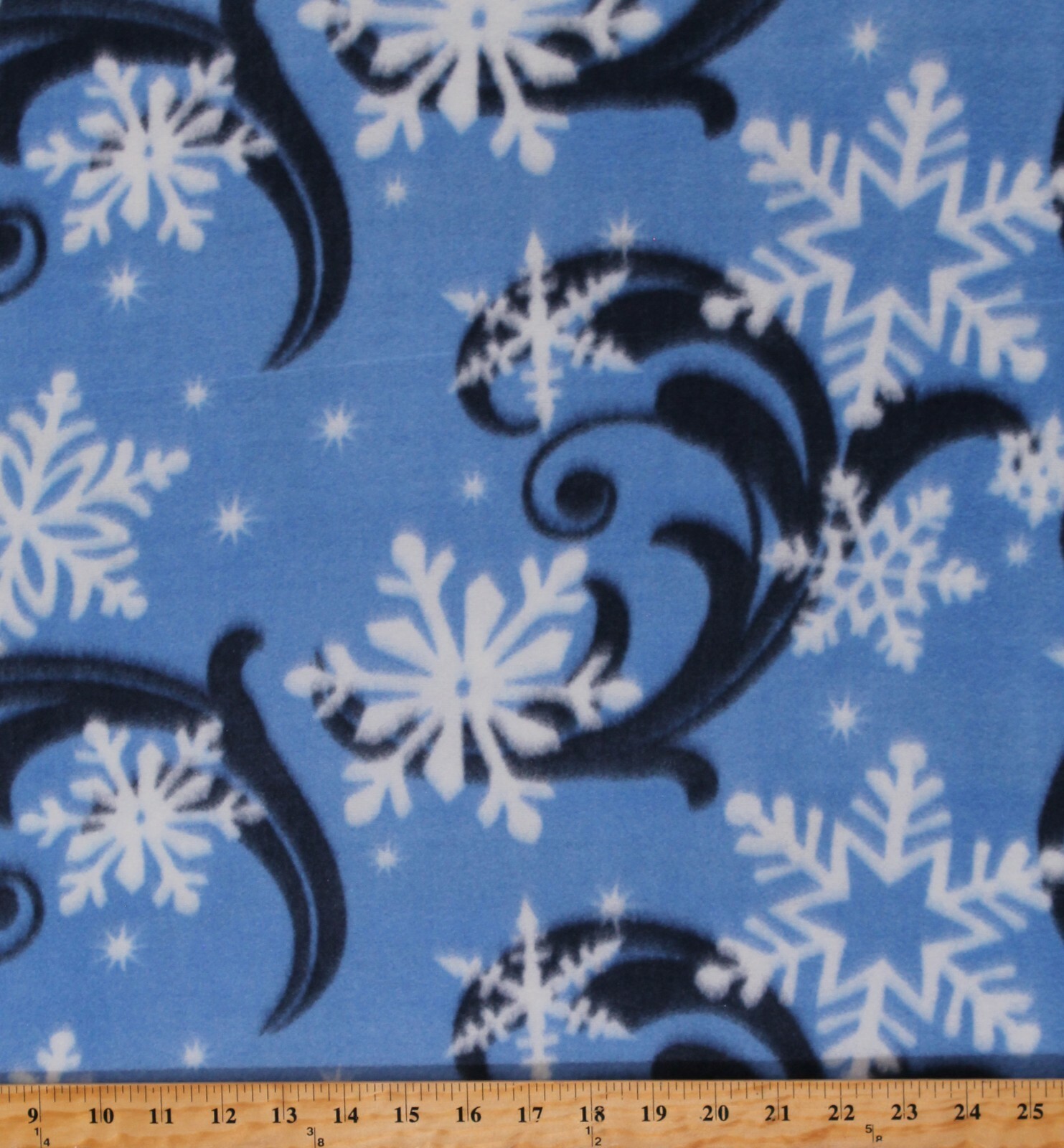 Fleece Snowflakes Swirls Winter Holiday Christmas Blue Fabric Print BTY ... - $7.97