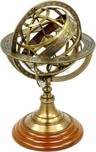 Antique Vintage Zodiac Armillary Brass Sphere Globe With Wooden Base gift new - £77.86 GBP