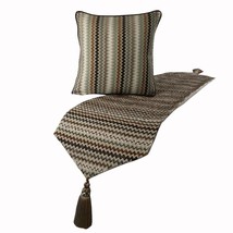 Chevron Fun - Embroidered Beige, Brown Decorative Bed Runner and Pillow ... - $68.76+