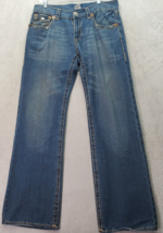 True Religion Billy Super T Jeans Mens Size 34 Blue Denim Cotton Thick Stitch - £51.23 GBP