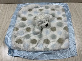 Little Giraffe white gray blue dots teddy polar bear lovey baby security blanket - £23.28 GBP