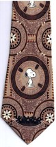 Snoopy Necktie United Features Peanuts Dog in Circles on Brown Floral Po... - $20.78