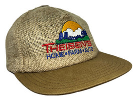 Vintage Theisens Hat Cap Snap Back Beige Burlap Woven Home Farm Auto Store Mens - $24.74