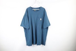 Vintage Carhartt Mens 2XL XXL Faded Spell Out Pocket Short Sleeve T-Shirt Blue - £27.25 GBP