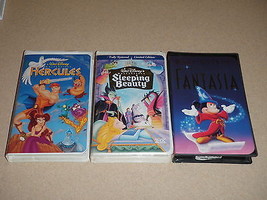 Lot Of 3 VHS Hercules Sleeping Beauty Fantasia Disney Masterpiece - £18.44 GBP