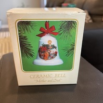 Mother Mom and Dad Christmas Ornament 1984 Ceramic Bell Hallmark Keepsake - $9.50