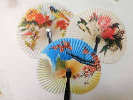 hand fan Vintage Birds Flowers 3 PC Oriental Folding Traveling Hand FAN ... - $14.99