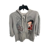 Betty Boop Womens SIze XL Gray Hooded Hoodie Full Zip Sweatshirt It&#39;s Al... - £23.51 GBP